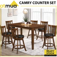 Atmua Counter Height Dining Set Island Table 6 Seater 4 Seater Swivel Counter Chair 24 inch Full Sol