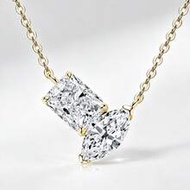 1pc Toi Et Moi Moissanite Pendant Necklace, 925 Sterling Silver 3.0ct D Color VVS1 Moissanite Neckla