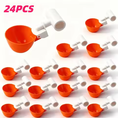 24pcs Chicken Waterer Cup Set with Tee Fitting Poultry Water Cup Premium Automatic Chicken Waterer C