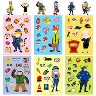 12 Sheets Zootopia 2 Face Change Stickers Nick Judy Animal Cartoon DIY Stickers