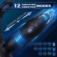 HESEKS 12 Frequency Vibration Wireless Remote Control Double Ring Anal Plug Vibrator Prostate Penis Massager Telescopic Masturbator for Men