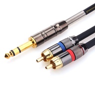 1/4 to RCA Cable, Quarter inch TRS to RCA Audio Cable 6.35mm Stereo Jack to Dual RCA Insert Cable Y 