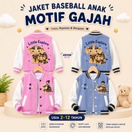 TRENDING ELEPHANT MOTIF BASEBALL JACKET FOR BOYS AND GIRLS, PREMIUM 3D DTF SCREEN PRINTING, AGES 2-1