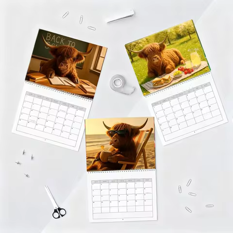 2026 Year The Horse Wall Calendars Unique Highland Cow Chinese Lunar Date Calendar Table Planner Yea
