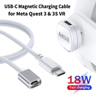 USB-C Cable 18W Fast Charger Cables for Meta Quest 3 & 3S VR 1.2m AMVR Magnetic Charging Cable for M