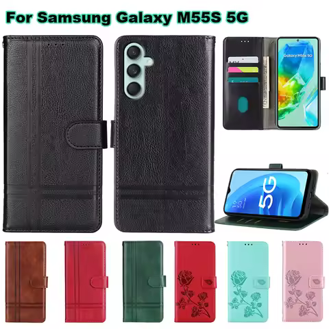 Leather Cover For Samsung Galaxy M55s 5G Coque Phone Case For Samsung Galaxy F55 M55 C55 5G SM-M556B