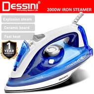 DESSINI ITALY 2000W Electric Ceramic Soleplate Garment Steam Iron Sprayer Steamer Clothes Brush / Se