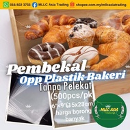 (Tanpa pelekat)(10x500pcs+/-) 6"×9"(15×23cm)Bundle borong plastic Roti OPP