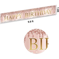 Pink Rose Gold Happy Birthday Banner Decorations,Large Happy Birthday Yard Banner Sign Party Supplie