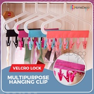 Space Saver Clothespin Clothes Hanger Travel with Velcro Lock Foldable Non-slip Drying Underwear Clip Hat Storage Hanger