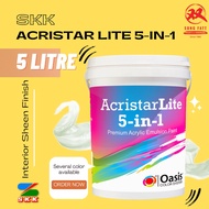 SKK ACRISTAR LITE 5 IN 1 (WHITE/COLOURS) 5L (Interior Easy Clean) Easywash/Cover Plus/Majestic/SKK Paint (Song Fatt)