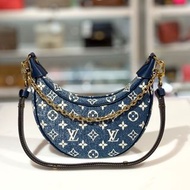 全新LV牛仔月亮包,M81166 , Loop Monogram, Jacquard Denim, Loop Bleu, #BRAND NEW #香榭站正品