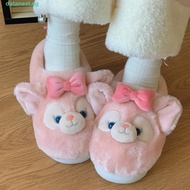 DATANEST​ Cartoon Plush Slippers, Bow Fluffy Warm Fur Slippers, Kawaii Linabell/StellaLou 3D Bunny F