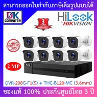 ( โปรโมชั่น++) คุ้มค่า HiLook ชุดกล้องวงจรปิดรุ่น DVR-208G-F1(S) + THC-B120-MC 3.6MM จำนวน 8 ตัว ราค