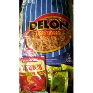 Makaroni Delon Blue Package 1kg + Seasoning | Paket makaroni Delon biru 1kg + bumbu penyedap