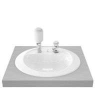 PUTIH Toto - TOTO L521V1A Planting Sink White BODY ONLY/Self Rimming Lavatory 2 Tap Holes