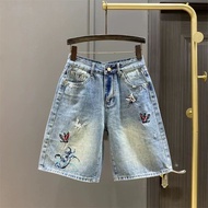 Sweet Cool Summer Denim Shorts - Embroidered High Waisted Loose Fit | ZL74