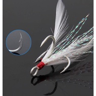 Seafollow Fishing Hook 10pcs Treble Hooks With Feather 1# 2# 4# 6# 8# 10# 12# Fishing Hook 2 Times S