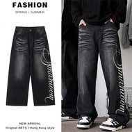 ShopeeMY Korean Jeans Men Jeans Men Casual Trend Loose Buggy Straight Cut Jeans Seluar jeans lelaki