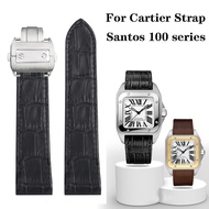 Genuine Leather Watchbands for Cartier Santos 100 Watch Band Men's Women's Santos Glue Head Belt Folding Watch Strap 20mm 23mm