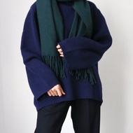 天然材質親膚保暖混羔羊毛頸巾圍巾 聖誕綠