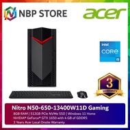 Acer Nitro N50-650-13400W11D Gaming Desktop PC ( I5-13400F, 8GB, 512GB SSD, GTX1650 4GB, W11 )