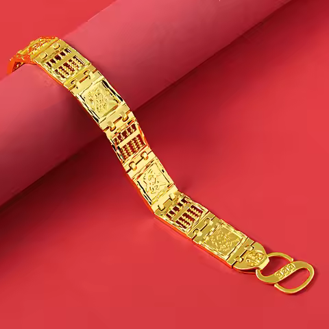 Comfortable Fitting Abacus Fu Character S-Clasp Bracelet For Men & Women 24K Gold AU999 | Skin-frien