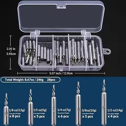 28pcs/set Fishing weight, Fishing sinker, Drop weight, Fishing weight kit