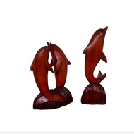 Wooden Animal Statue Brown Dolphin Animal/ Size 15x10cm 20x6cm/ | HOME DECORATION | Home Display | I