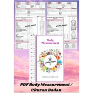 [PDF Template] Body Measurement / Ukuran Badan / Buku Tempahan Jahitan /