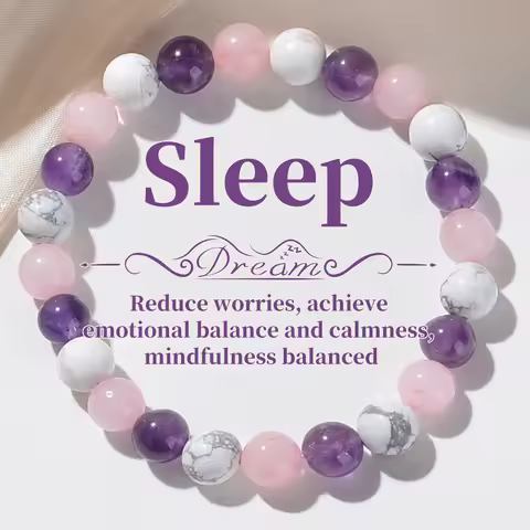 1pc Fashionable Aura Balancing Sleep Bracelet, 8mm Natural Stone Sleep Bracelet - White Turquoise - 