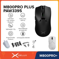 DELUX M800PRO PLUS PAW3395 8000Hz Rechargeable 400mAh up to 26000 DPI Lightweight 57g Programmable B
