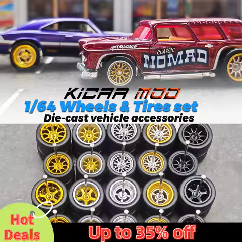 1/64 Wheels with Rubber Detachable tread pattern Tires Refitting Parts for Model car Hot Wheels Matc