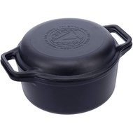 Victoria Cast Iron 2-Piece Set Combo Cooker. Use As 6QT Dutch Oven and Frying Pan Seasoned with Non-