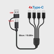 20cm Short USB to Type C Multiple Charging Cable USB-C to 4 in 1 Micro USB Splitter Adapter Cable 5V