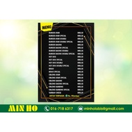 Menu Burger (Custom Design) UV Printing