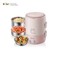 [Bear Chính Hãng]Hộp Cơm Cắm Điện Giữ Nhiệt Bear DFH-B20S6 màu hông nhạt dung tích 2l 3 khay Inox bả