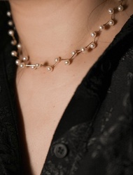 法式珍珠摺角頸鏈