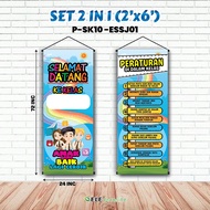 BUNTING PINTU SELAMAT DATANG DAN BUNTING PERATURAN KELAS KECERIAAN KELAS 2 x 5/2 x 6/CUT TO SIZE