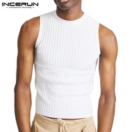 SG2 INCERUN Men's Summer Sleeveless Plain Round Neck Slim Fit Sports Tank Tops