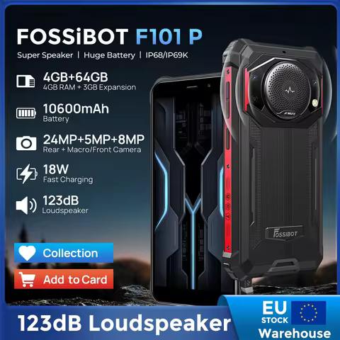FOSSiBOT F101P,Smartphone,10600mAh Battery,4GB+64GB,24MP, Cell Phone, Large Speaker, IP68/IP69,Water