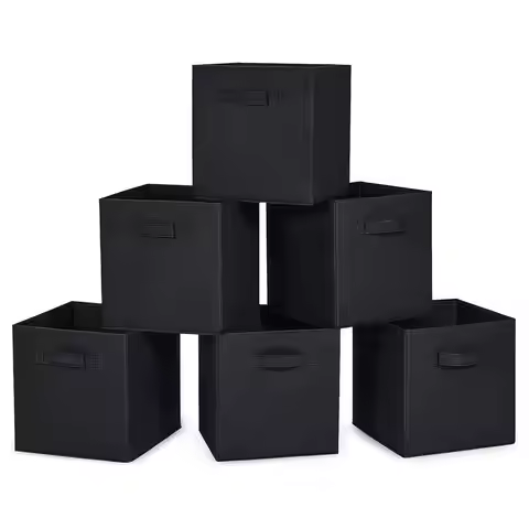 6-Pack 11" Collapsible Fabric Cube Storage Box with Handles