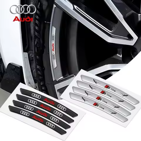Audi 4Pcs Wheel Hub Stickers Wheel Rims Aluminium Decoration Strips For Sline A4 B8 B6 B7 B9 A3 A6 C