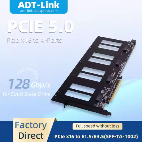 ADT-Link Hard Drive Split Adapter Expansion Card R37D PCIe to E1.S/E3.S(SFF-TA-1002) 128Gbps PCIe 5.