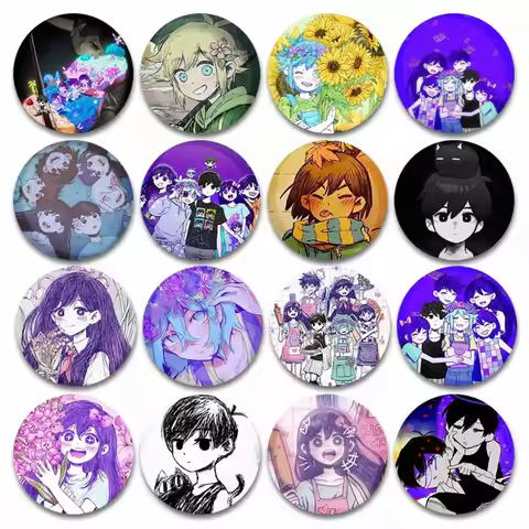 Game Omori Sunny and Mewo Brooch Pins Creative DIY Clothing Backpack Accessories Cartoon Funny Round