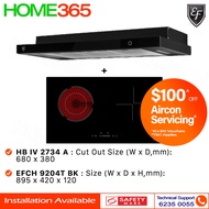 EF Semi Integrated Hood 90cm EFCH 9204T BK &amp; Induction Hob 2 Zones HB IV 2734 A