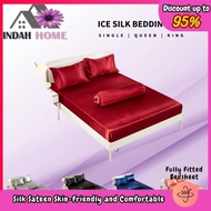 #13 🔥 Bright Smooth and Soft  Satin Soft Silk Solid Bedding Fitted Sheet Getah keliling bolstercase 