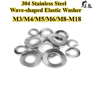 [CB-DP] 304 Stainless Steel, Wave-shaped Elastic Washer, M3/M4/M5/M6/M8-M18, Three-wave Spring Gaske