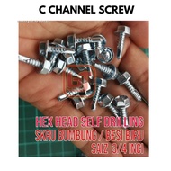 BJ - 200pcs Skru Kuda Besi Channel Battern 10 x 5/8 Self Drilling Skru Bumbung C channel