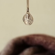 古董銀色信仰聖母耶穌十字架墜子雙面項鍊CH219